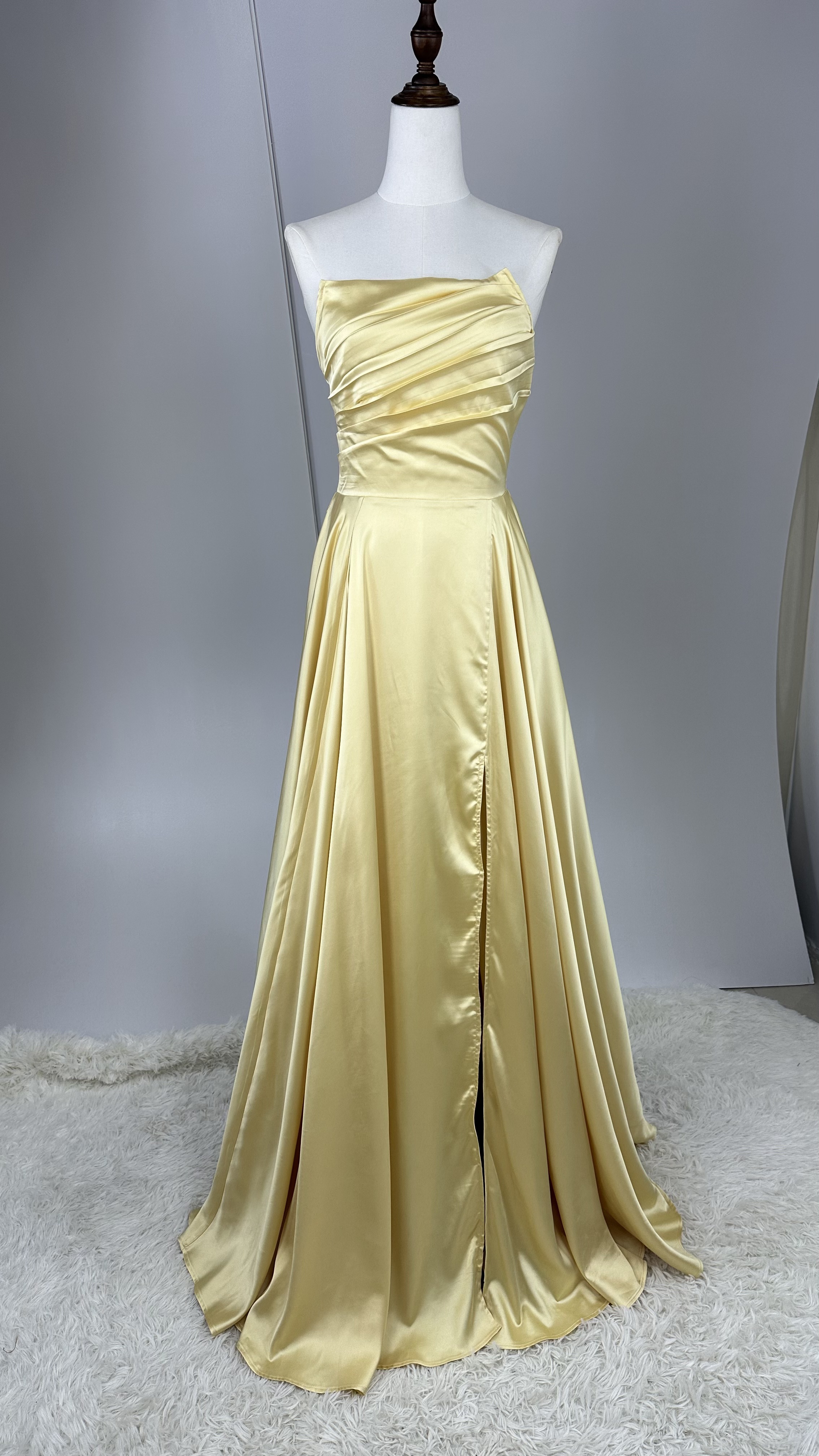 sachin and babi light blue dress Sample Gold Champagne Brooke Satin Dress main image 1
