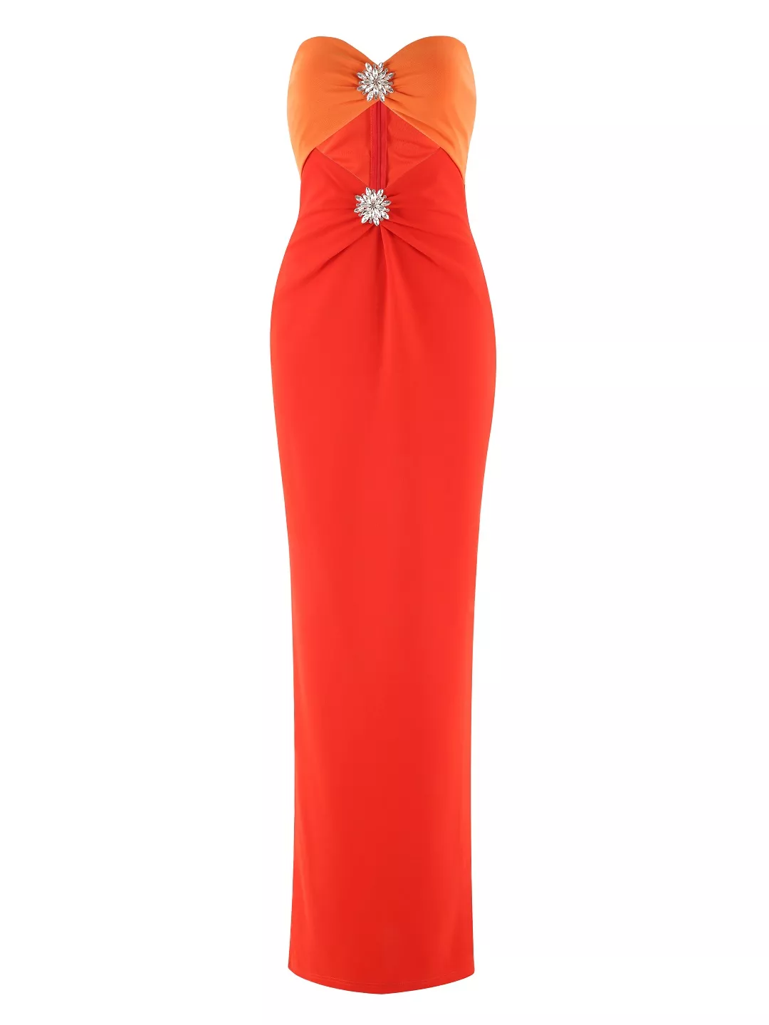 Customizable Sexy Solid Straight Elegant Bandage Evening Dress Rhinestone Strapless High Slit High