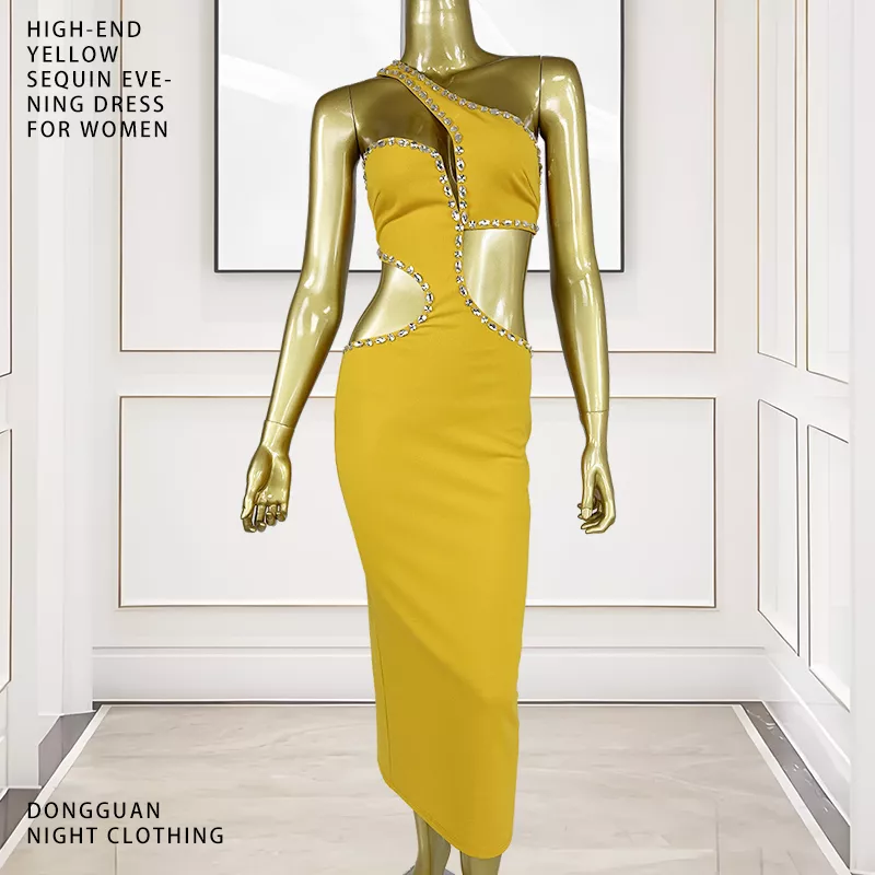 Designer Style Black Cowl Neck Halter Backless Form Fitting Sequined Evening Dress for Cocktail Part
