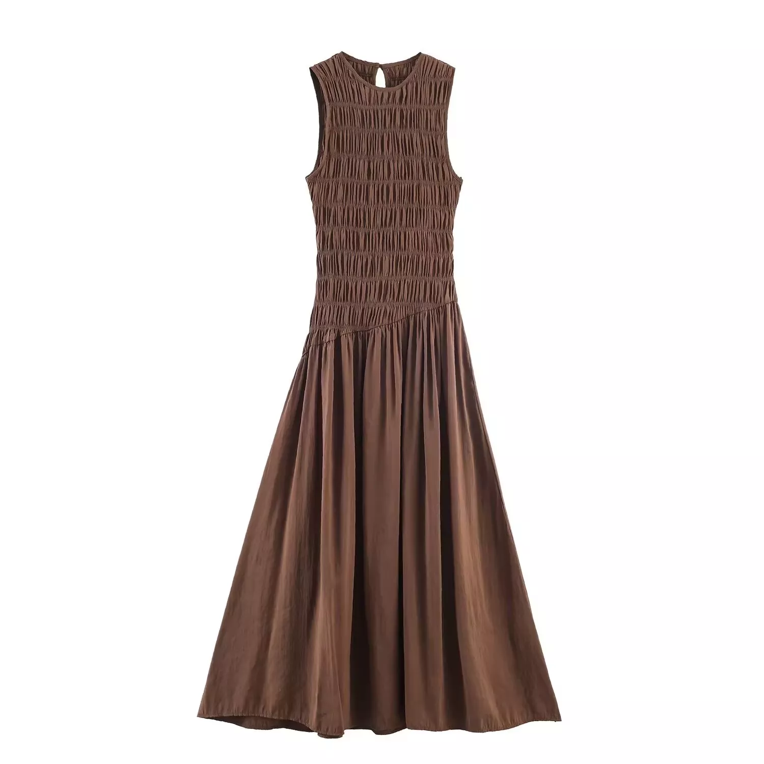 2026 Spring New Women's Vintage Halter Off-Shoulder Sleeveless Fluffy Midi Dress