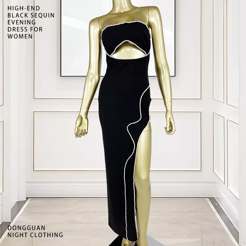 Elegant Temperament Thin Bandage Skirt With Chest Set Diamond Heavy Industry Elegant Evening Dress